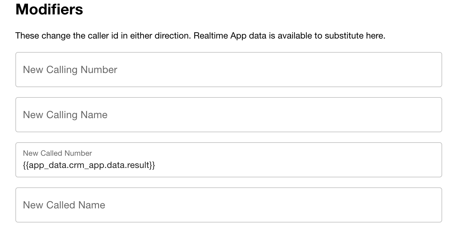 Policy Rule App modifiers - showing changing caller ID name and number on a rule