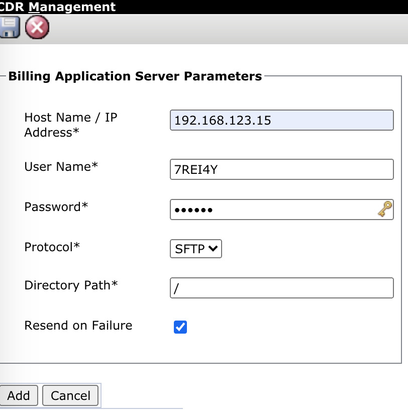 Screenshot of CDR Management in Cisco Callmanager