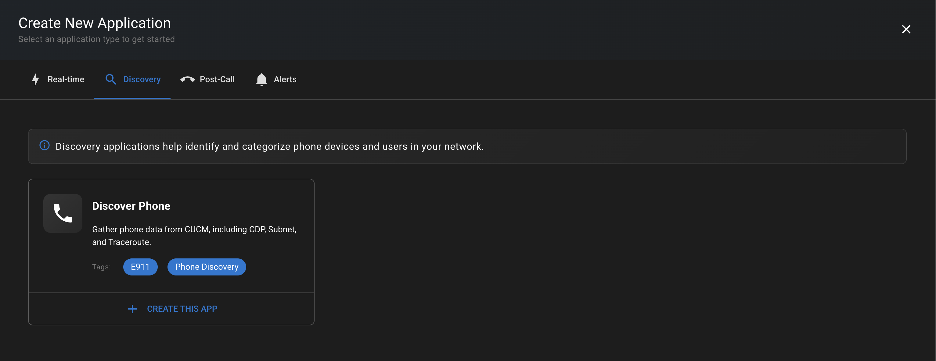 Screenshot showing Discovery App Catalog