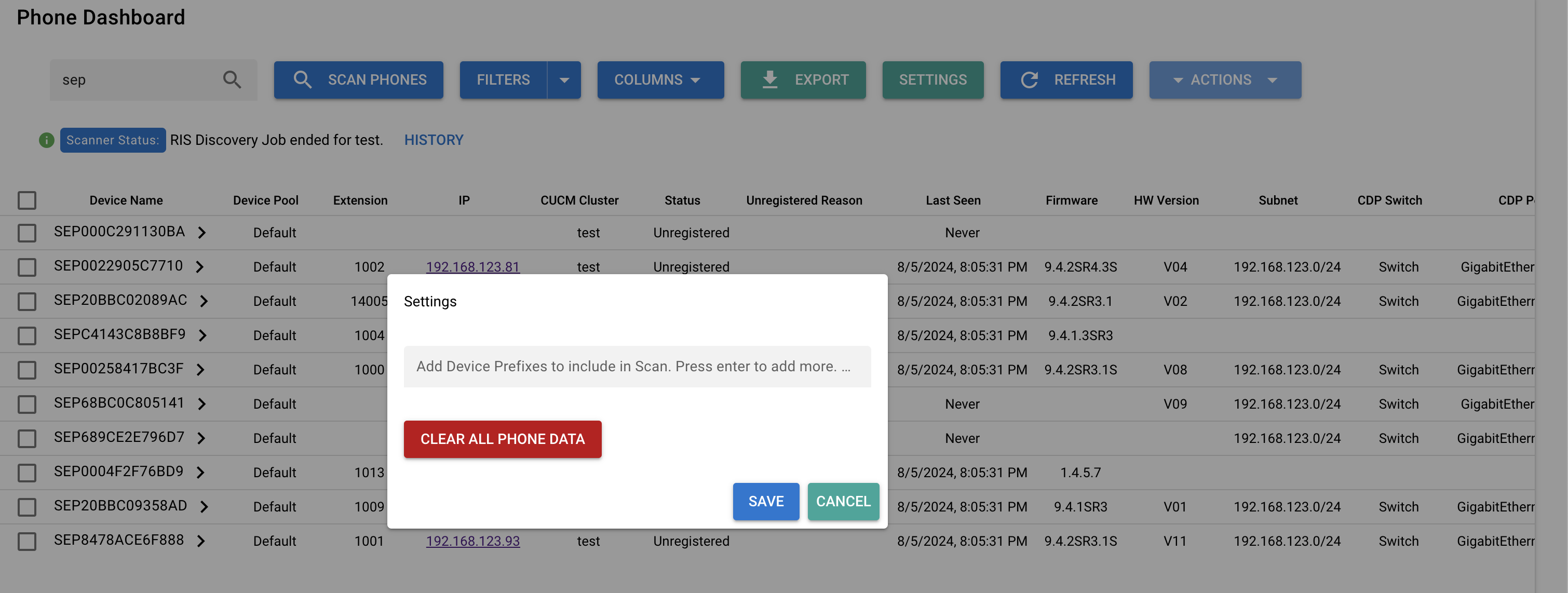 Filtering by device prefix