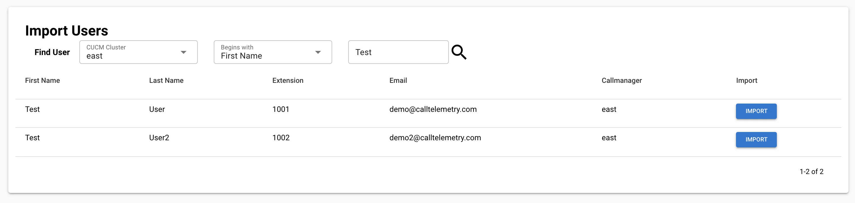 Screenshoting of finishing the Cisco Callmanager End User import process