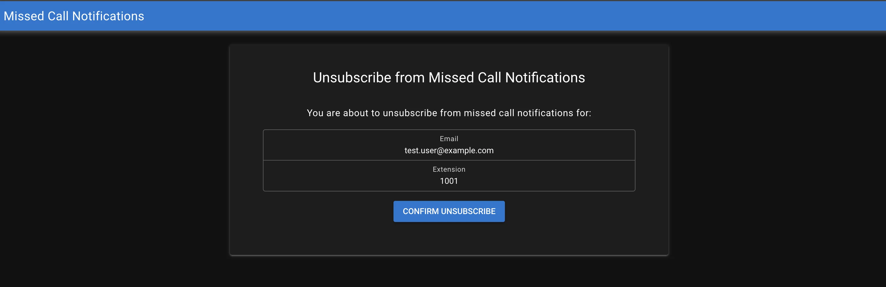 Screenshot of the Unsubscribe link in the email