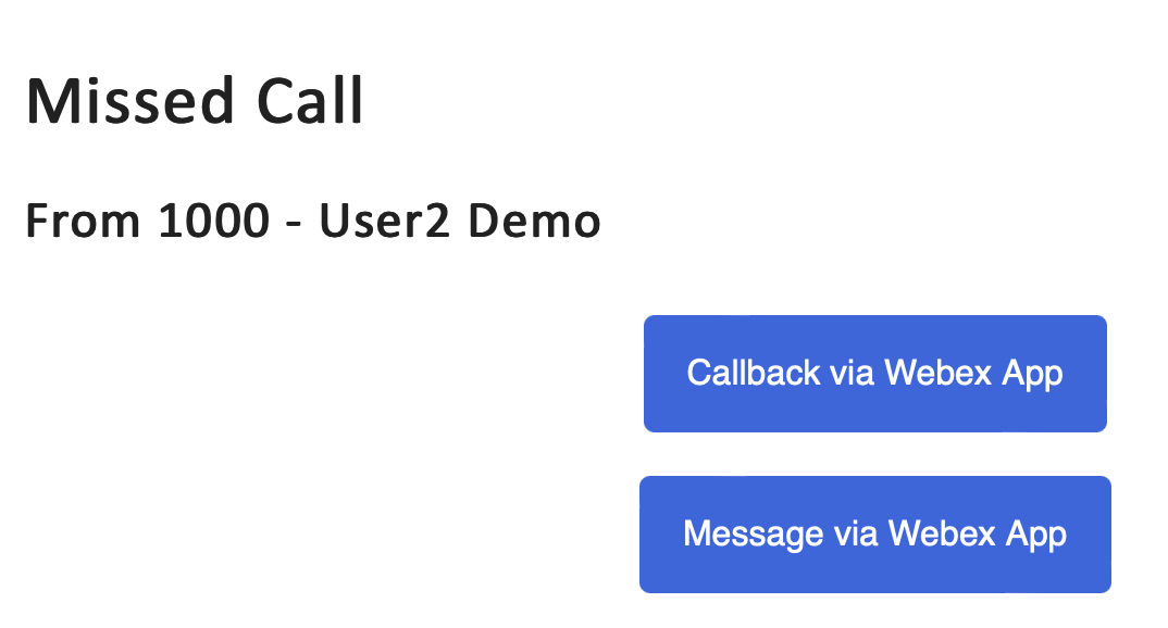Missed call example from email