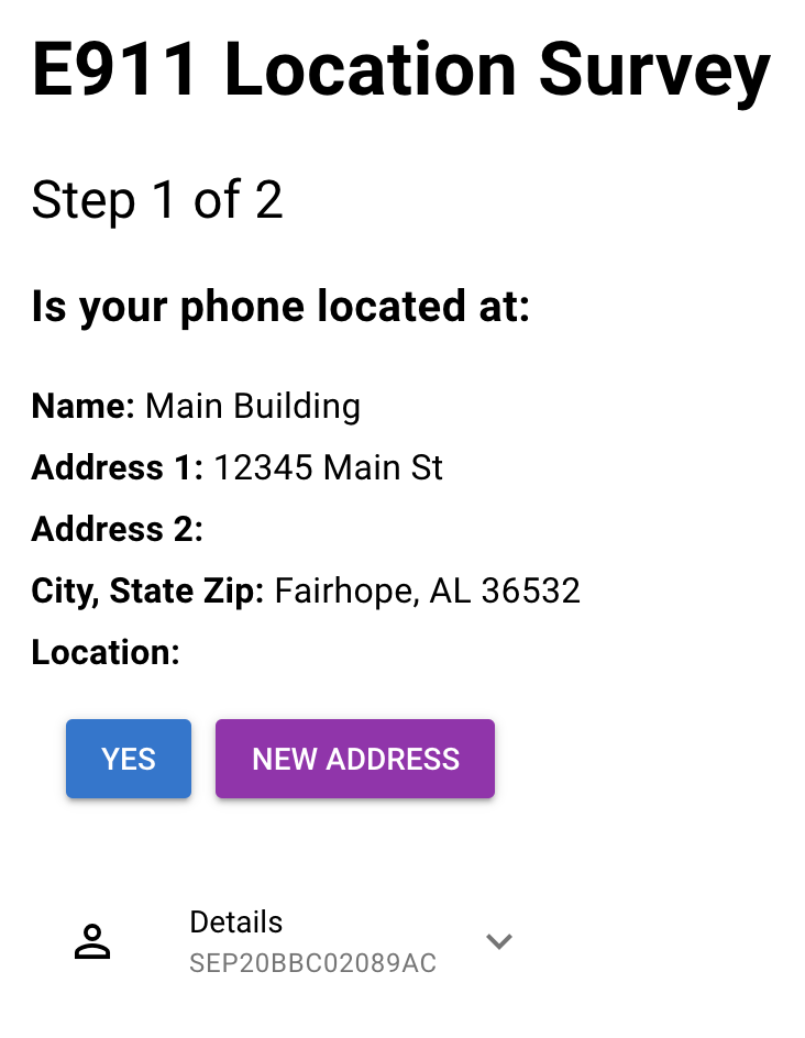 Prompt confirming address on a phone