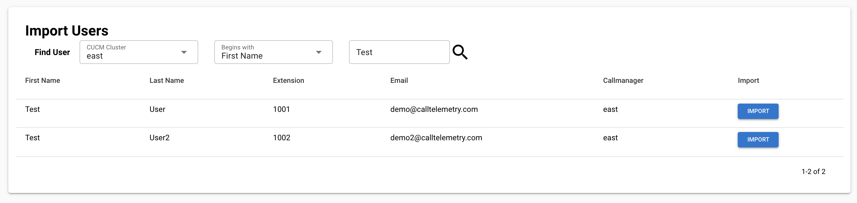 Screenshoting of finishing the Cisco Callmanager End User import process 