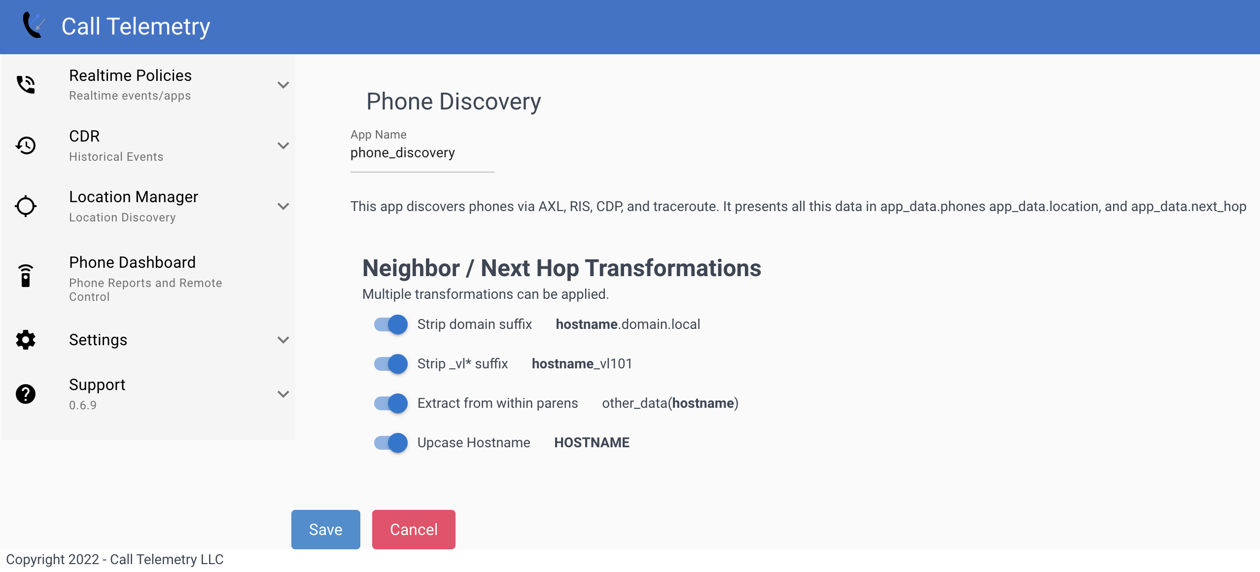 Screenshot showing hostname transformations