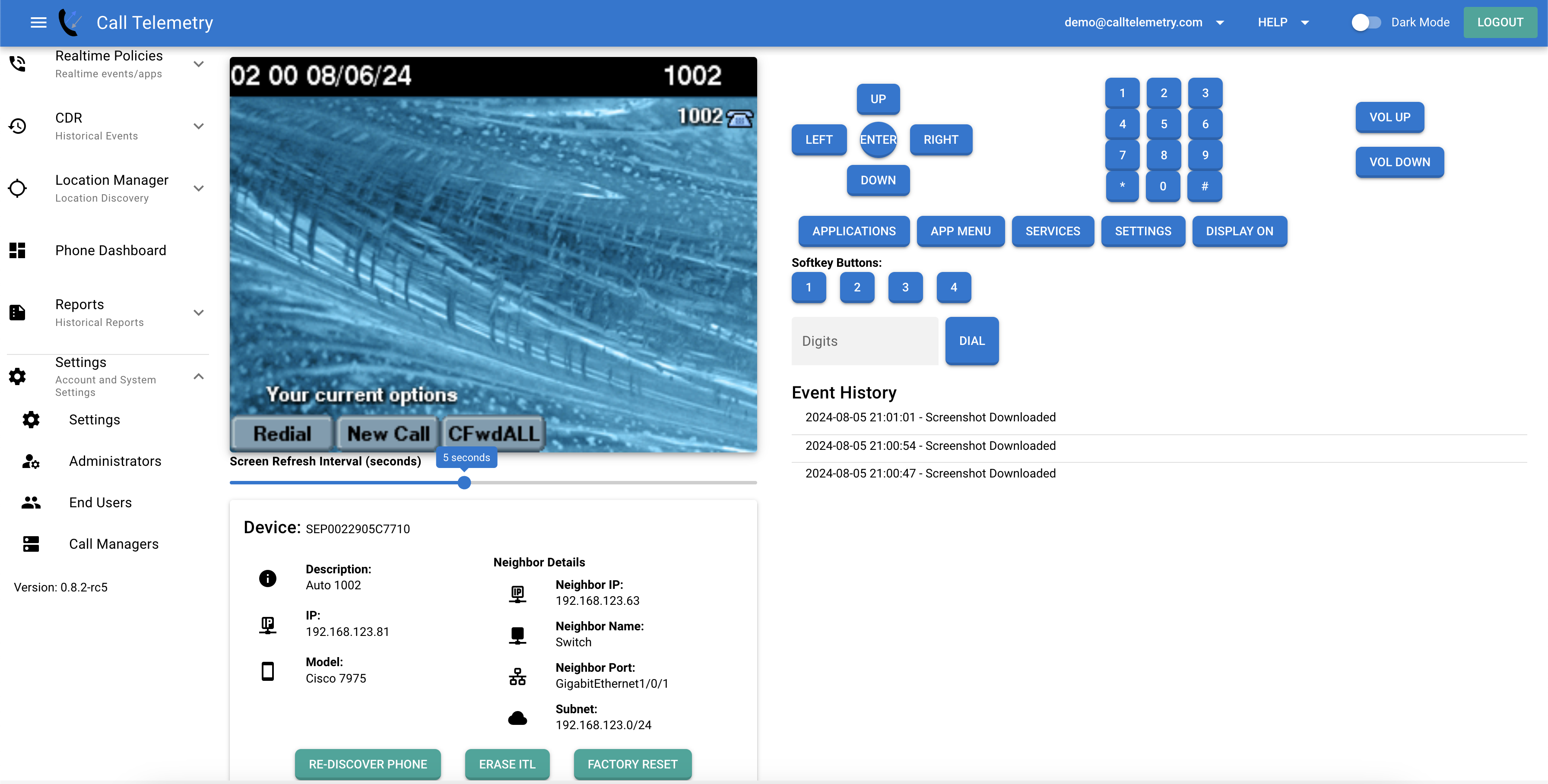 A screen showing a Cisco IP Phone being remotely controlled.