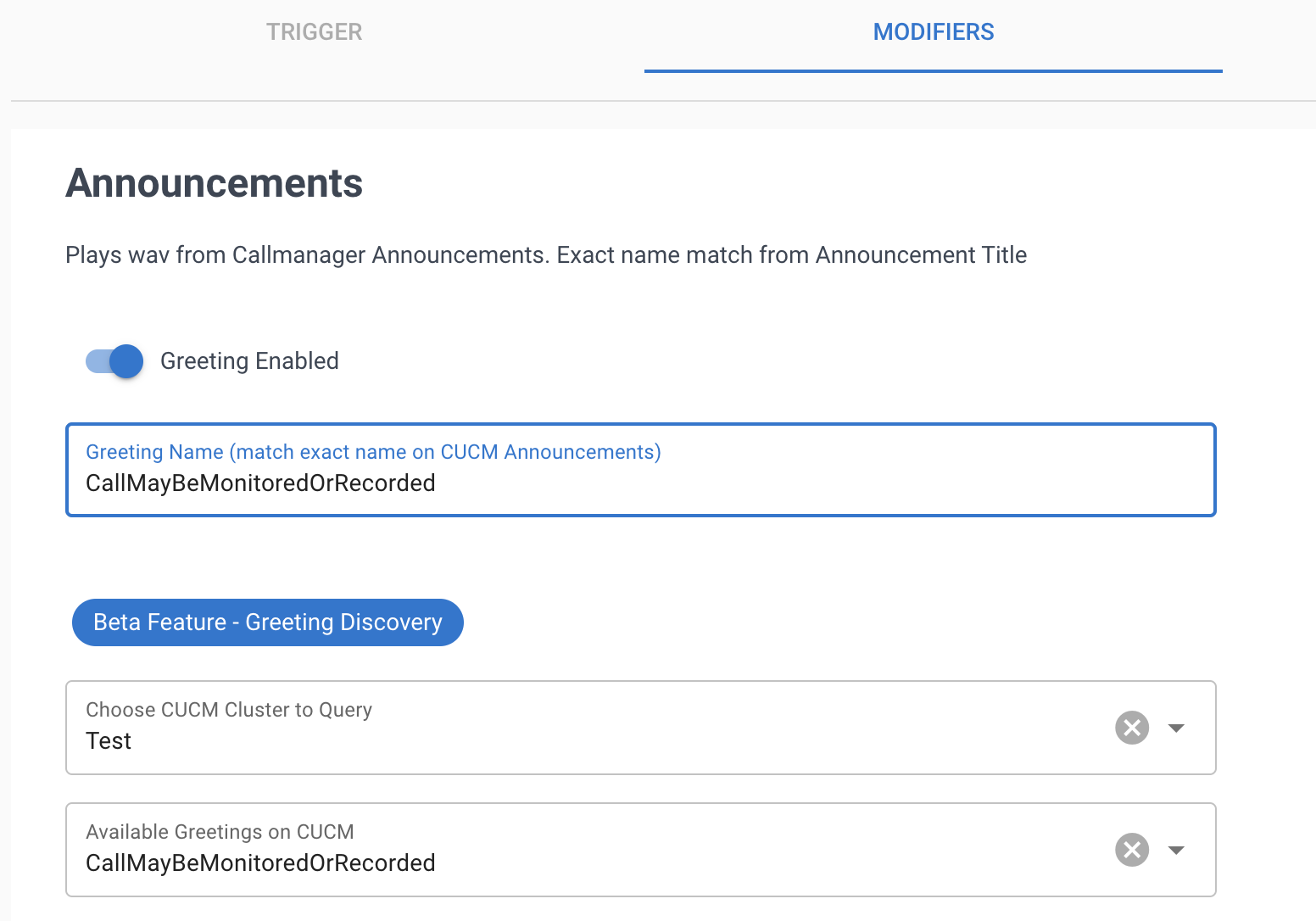 Rule Greeting Example of your call may be monitored or recorded