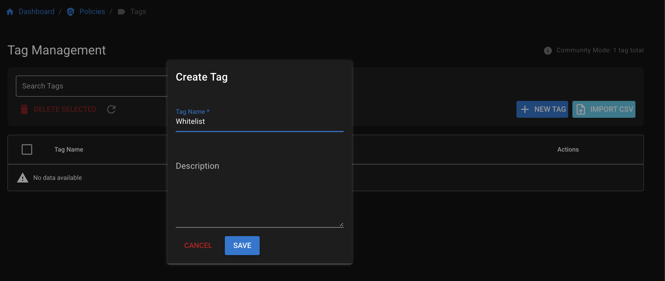 Create Tag Example