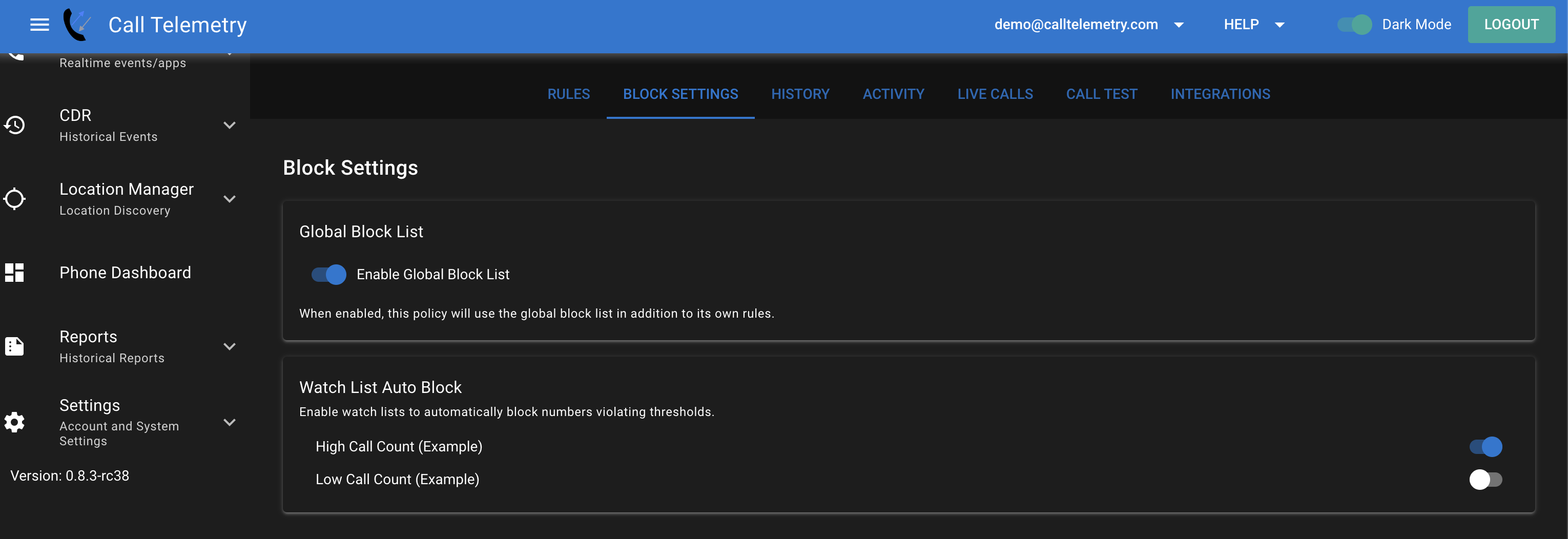 Screenshot showing how to enforce block on watched numbers